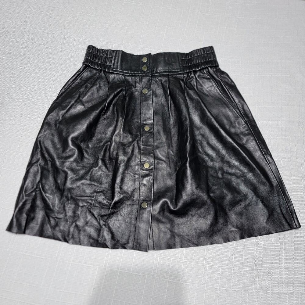 ba&sh Plume Lambskin Leather Mini Skirt - Black - Women's S